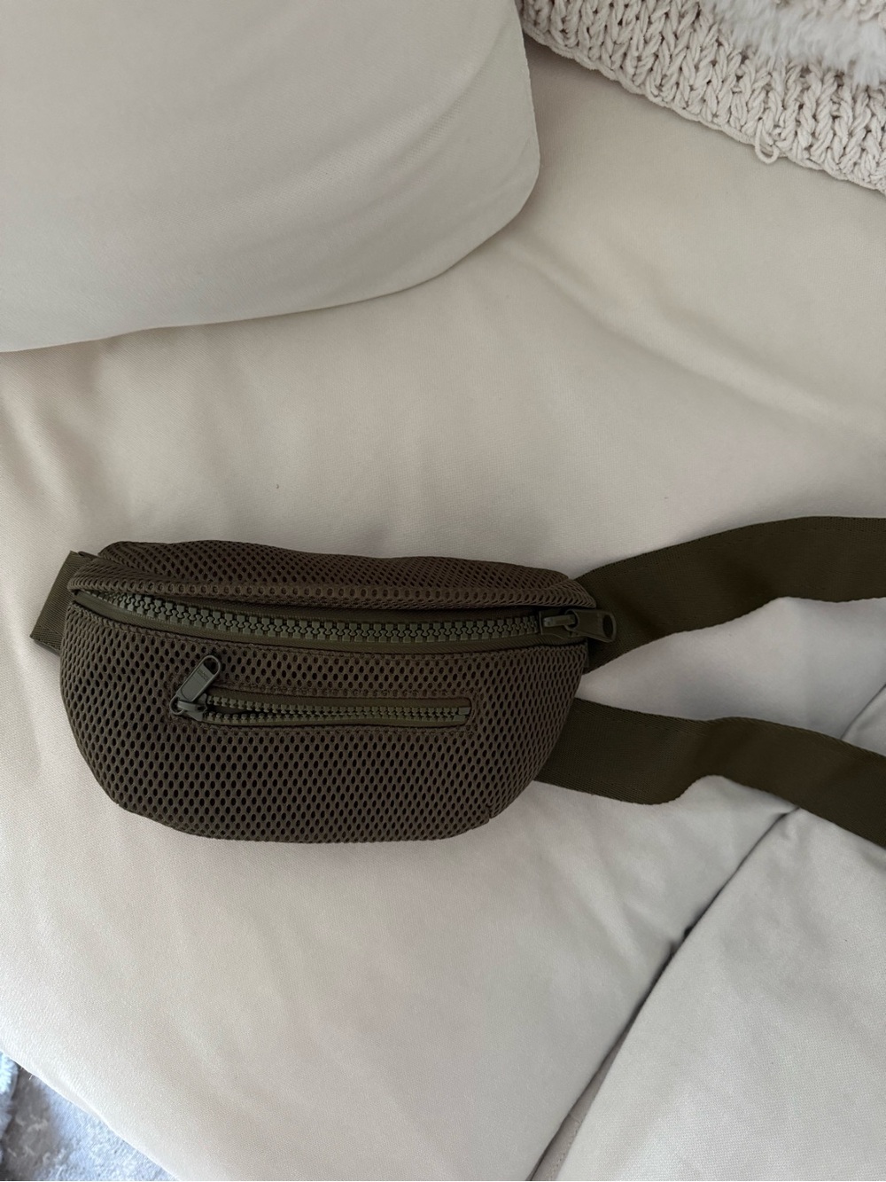Dagne Dover Olive Green Mesh Mini Waist Bag